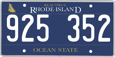 RI license plate 925352