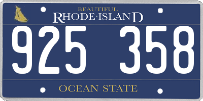RI license plate 925358