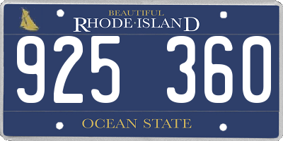 RI license plate 925360
