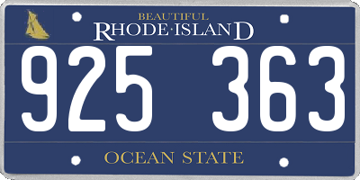 RI license plate 925363