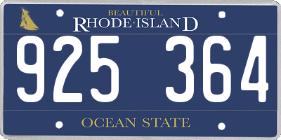 RI license plate 925364