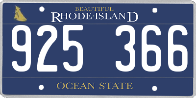 RI license plate 925366