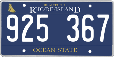 RI license plate 925367