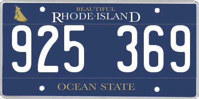 RI license plate 925369