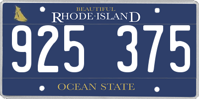 RI license plate 925375