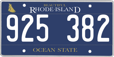 RI license plate 925382