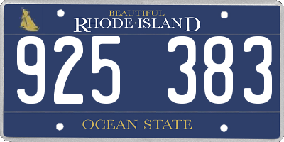 RI license plate 925383