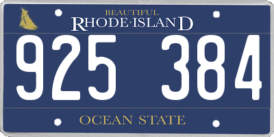 RI license plate 925384