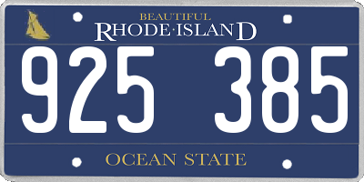 RI license plate 925385