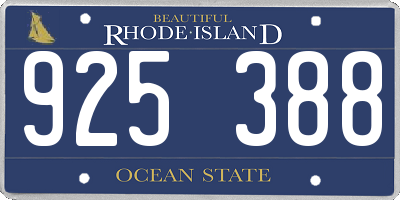 RI license plate 925388