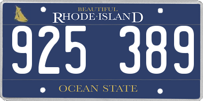 RI license plate 925389