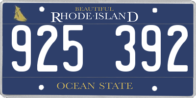 RI license plate 925392