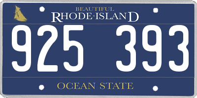 RI license plate 925393