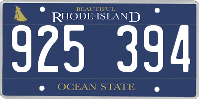 RI license plate 925394