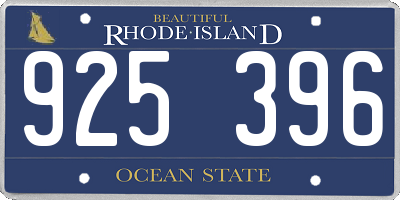 RI license plate 925396