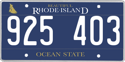 RI license plate 925403
