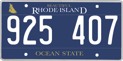RI license plate 925407