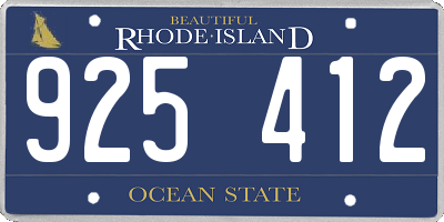 RI license plate 925412