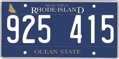 RI license plate 925415