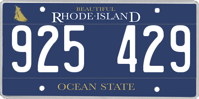 RI license plate 925429