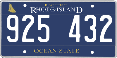 RI license plate 925432
