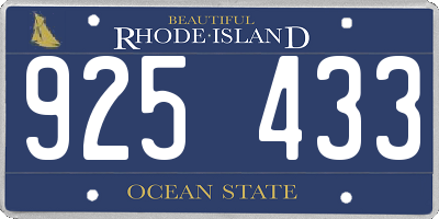 RI license plate 925433