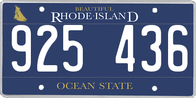 RI license plate 925436