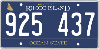 RI license plate 925437