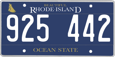 RI license plate 925442