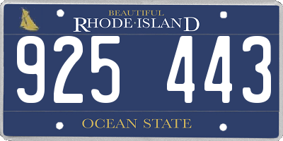 RI license plate 925443