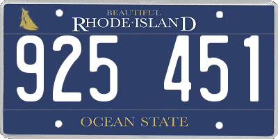 RI license plate 925451