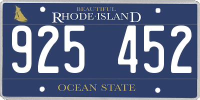 RI license plate 925452