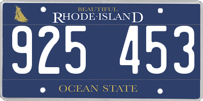 RI license plate 925453