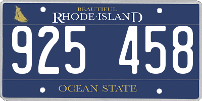 RI license plate 925458