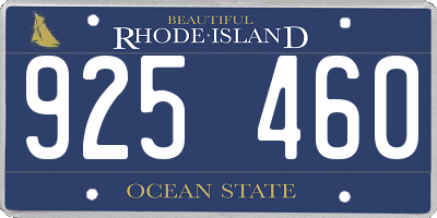 RI license plate 925460