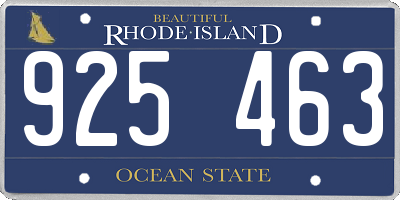 RI license plate 925463