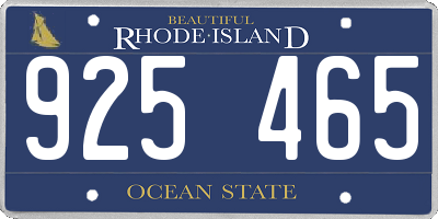 RI license plate 925465