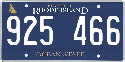 RI license plate 925466