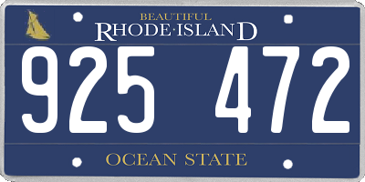 RI license plate 925472