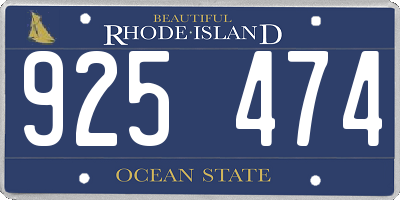 RI license plate 925474