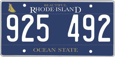 RI license plate 925492