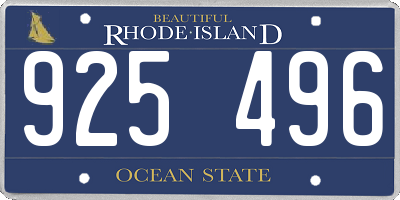 RI license plate 925496
