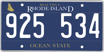 RI license plate 925534