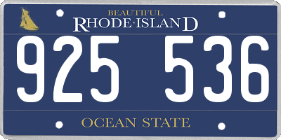 RI license plate 925536