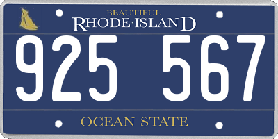 RI license plate 925567