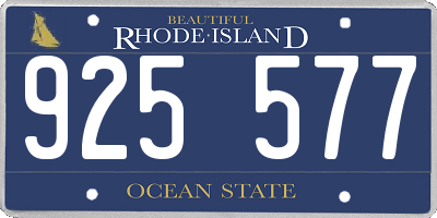 RI license plate 925577