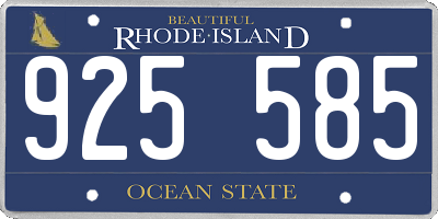RI license plate 925585