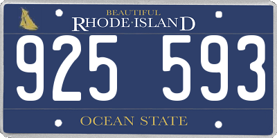 RI license plate 925593
