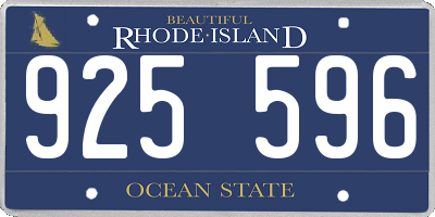 RI license plate 925596