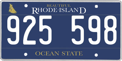 RI license plate 925598